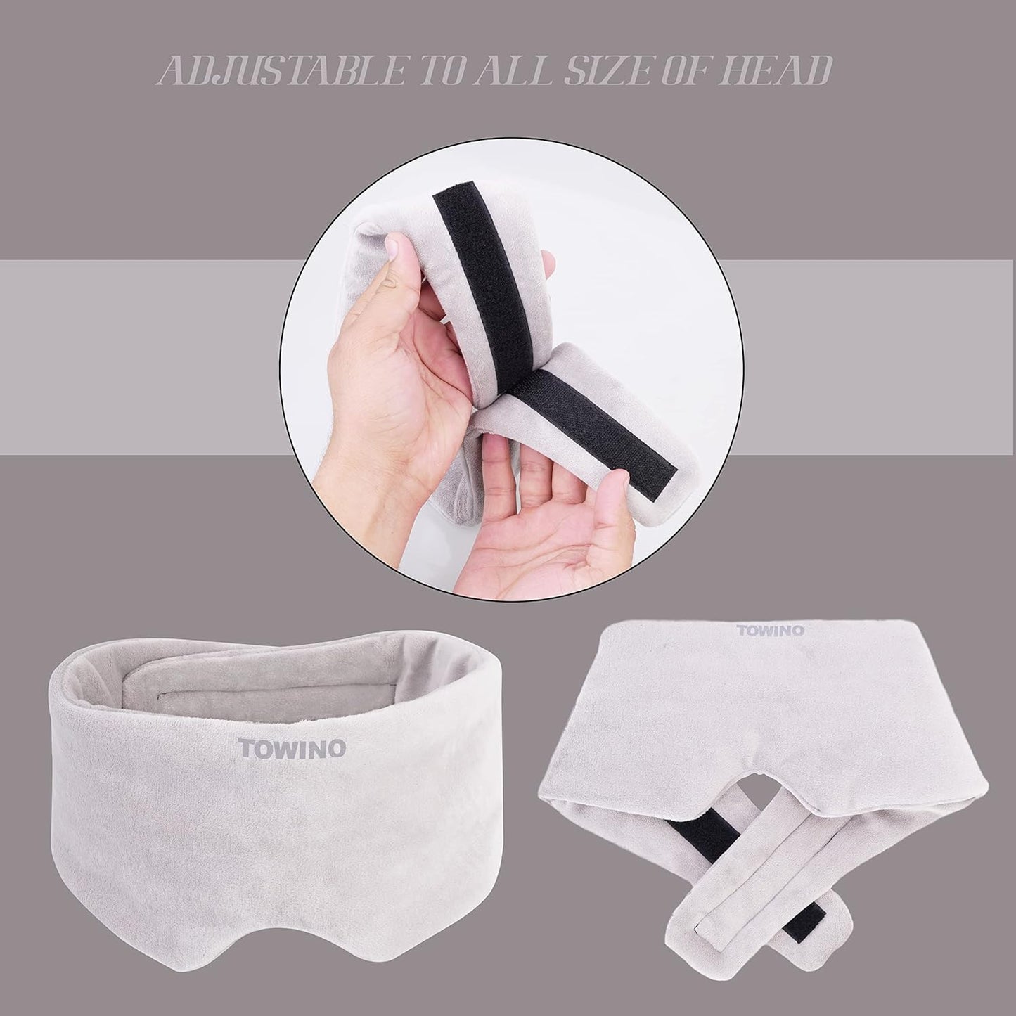 TOWINO® Eye Mask for Sleeping Super Soft & Smooth And Fully Adjustable To All Size Heads - Super Soft & Comfortable for Women and Men, Blindfold for Travelling, Night Sleeping,Nap Suitable for All Family Members Made In India (Grey)