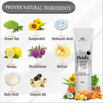 INTIMIFY Body Lotion Skin Whitening Cream for Women, Body gora hone ka cream With Kojic Acid, Glutathione 20g