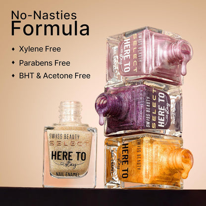 Swiss Beauty Select Here to Stay Nail Enamel with High gloss finish | Waterproof & Long-Lasting | Non - stain chip resistant | Shade- Mosaic Blue, 12ml |