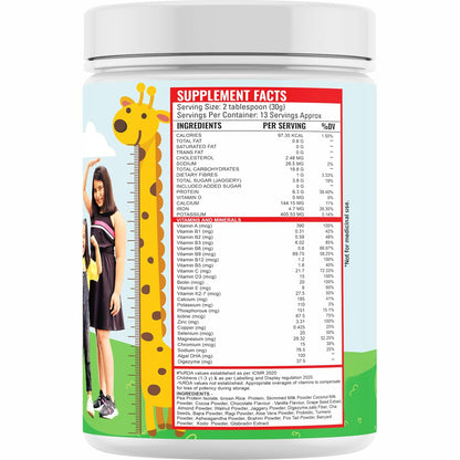 Growfitz FitKid | Natural Healthy Everyday Meal for Kids 2-18 | Supports Bone Strength, Immunity, Brain Development | No Sugar, Only Jaggery | 6.3g Protein | Almonds, Walnut, Ragi, Bajra, Chocolate Powder