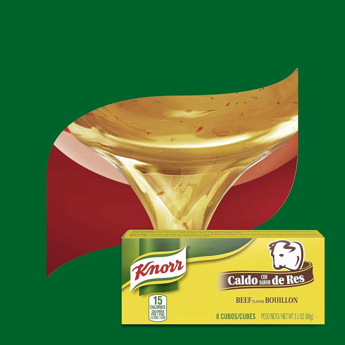 Knorr Bouillon Cubes Beef Flavor Bouillon/Caldo de Res Pack of 1, 8 Ct For Sauces, Soups and Stews Naturally Flavored 3.1 oz