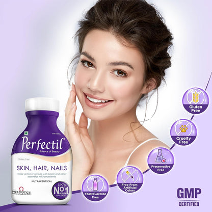 Perfectil Skin Hair Nails Multivitamin Tablets (2 Months Pack) | Triple Action Formula with Biotin, Grape Seed Extract, L-Cysteine & 19 Micronutrients | Daily Multivitamin & Nutritional Supplement | Gluten Free | 60 Tablets | 1,079mg Per Tablet