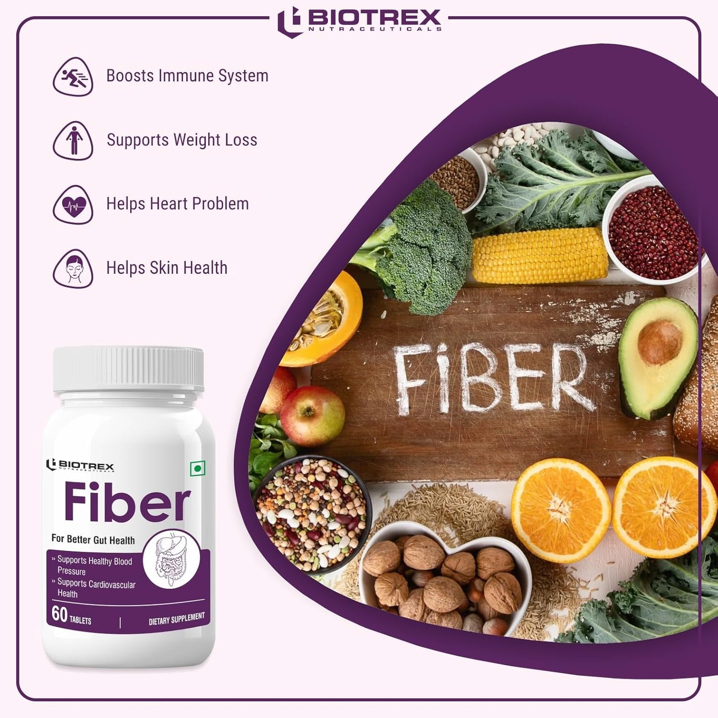 Biotrex Nutraceuticals Fiber - 60 Tablets