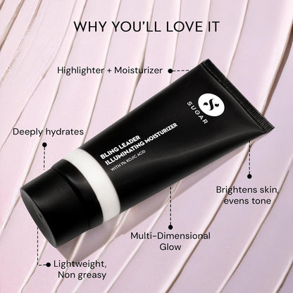 SUGAR Cosmetics Bling Leader Illuminating Moisturizer with 1% Kojic Acid | Strobe Cream | 2-in-1 Moisturizer + Highlighter | 50ml - 02 Pink Trippin