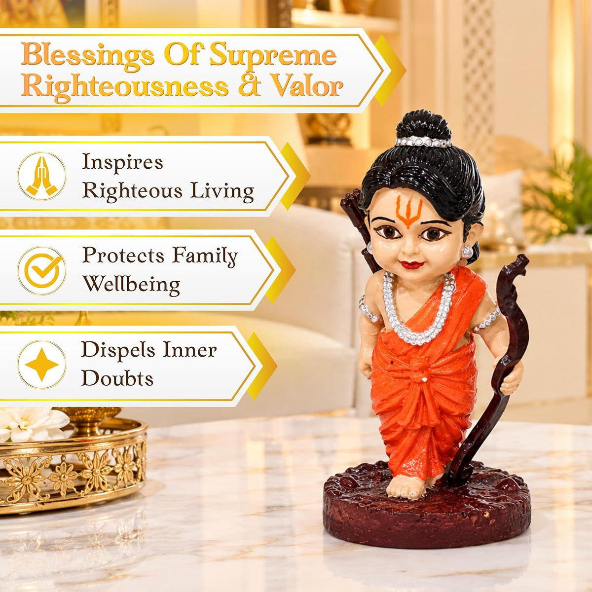 Bal Ram Car Dashboard Idol | Resin Figurine, 4cm Breadth, 96g Weight