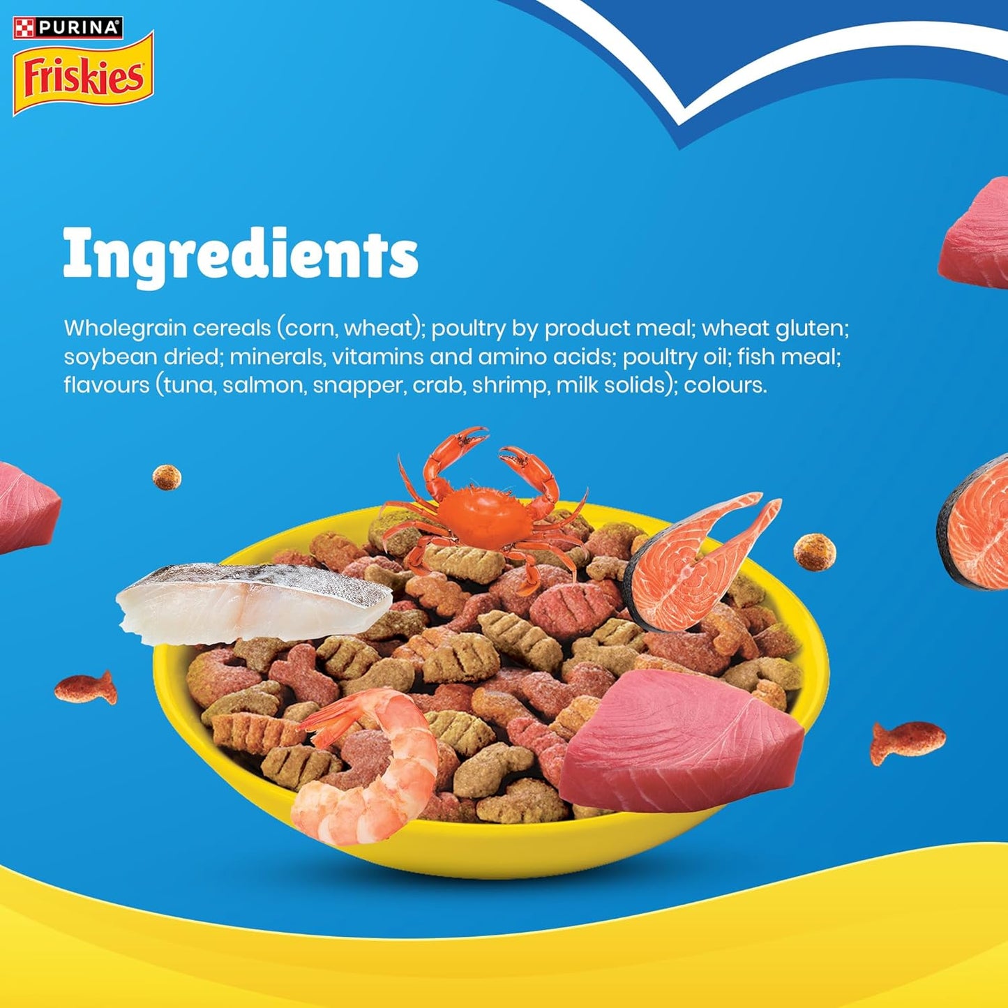 Purina Friskies Seafood Sensations, Dry Food for Adult Cats, 1kg Pack | With Tuna, Salmon, Whitefish, Crab & Shrimp Flavours, 100% Complete & Balanced Nutrition, Omega 3 & 6, Taurine, Calcium