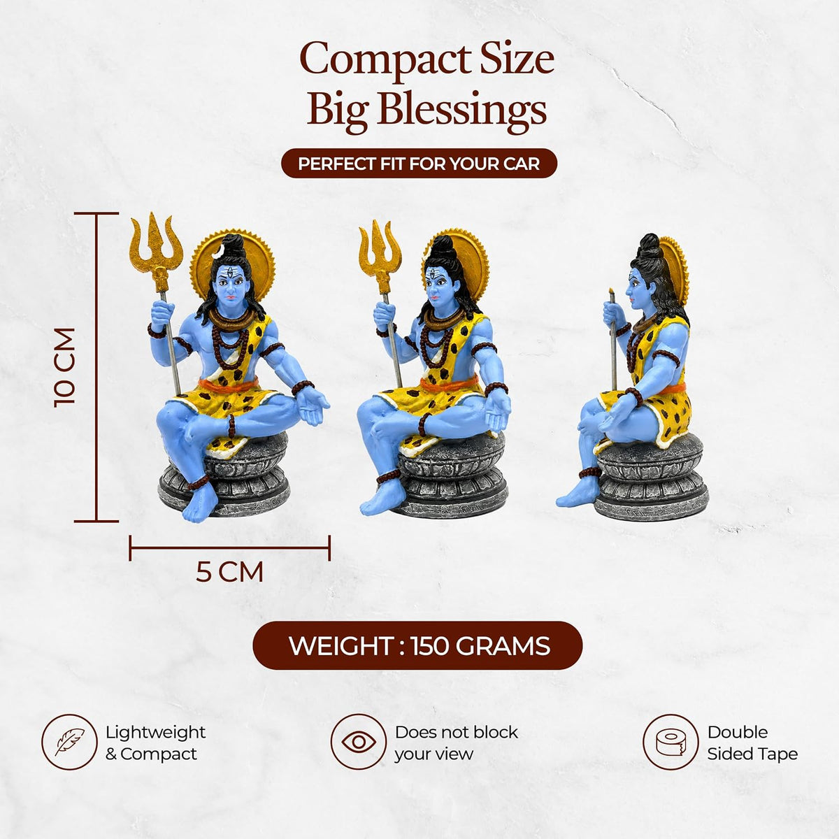 UNOVATE Shiva Idol for Car Dashboard | Adiyogi Statue | Mahadev Idol, 10 cm
