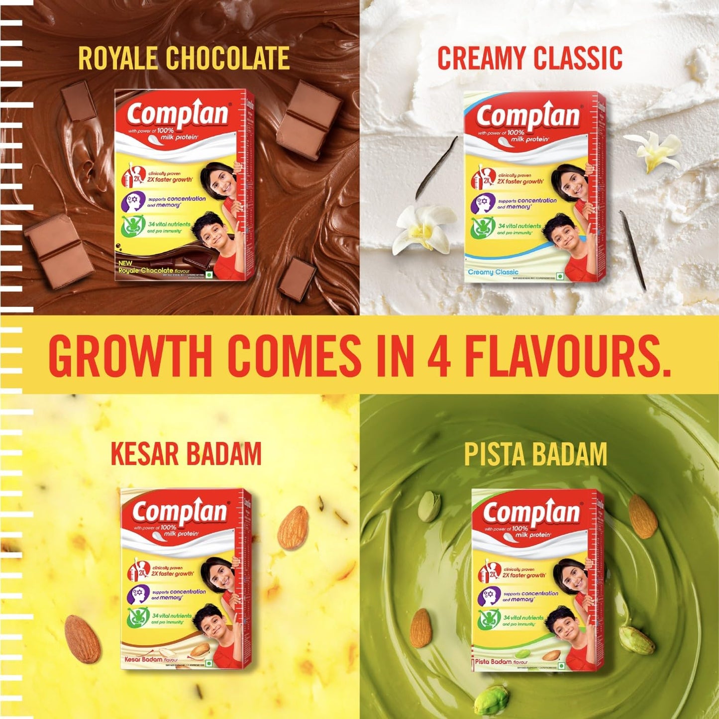 Complan Nutrition Drink Powder for Children, Creamy Classic Flavour, 1 Kilogram Carton | Nutrition drink for kids with protein & 34 vital nutrients
