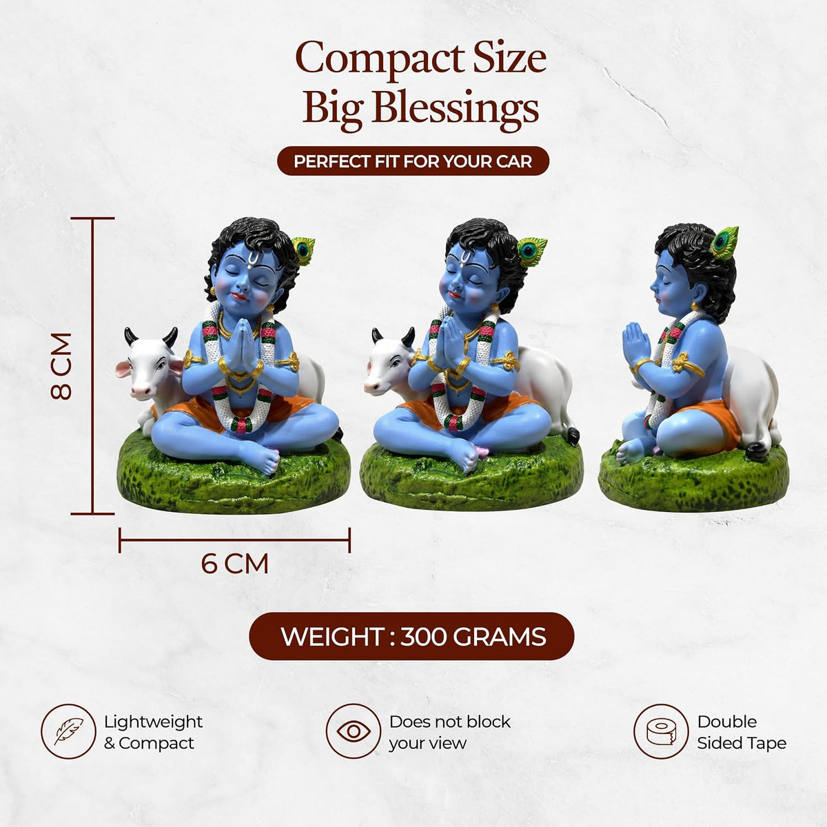 UNOVATE Krishna Idol for Car Dashboard | Krishna Murti for Home | Blue