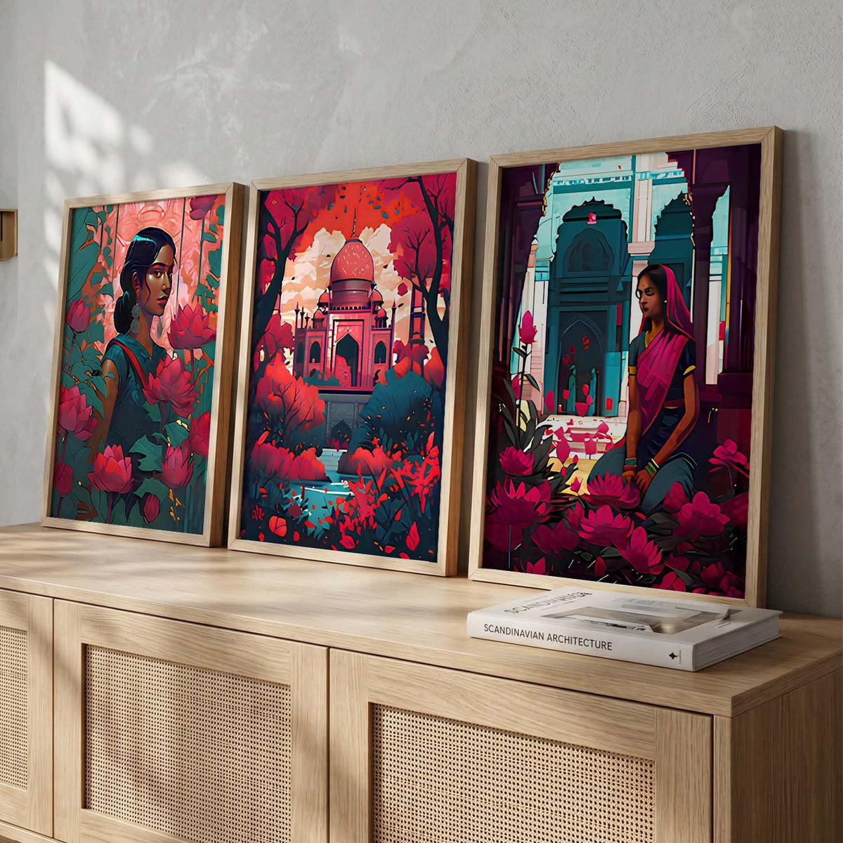 Premium Digital Painting with Frame for Home Decor - Painting for Living Room Bedroom Office Room Decor - Painting for Wall Decoration - Pack of 3 (Modern Art Painting, Design06, 10X13 inch)