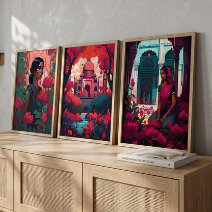 Premium Digital Painting with Frame for Home Decor - Painting for Living Room Bedroom Office Room Decor - Painting for Wall Decoration - Pack of 3 (Modern Art Painting, Design06, 10X13 inch)