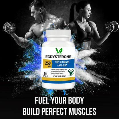 VITARUHE Ecdysterone Supplement 250Mg | Increases Fat Free Muscle Mass, Training Performance, Strength And Protein Synthesis, 98% Maximum Purity, Formulated For Improved Absorption 90 Capsules