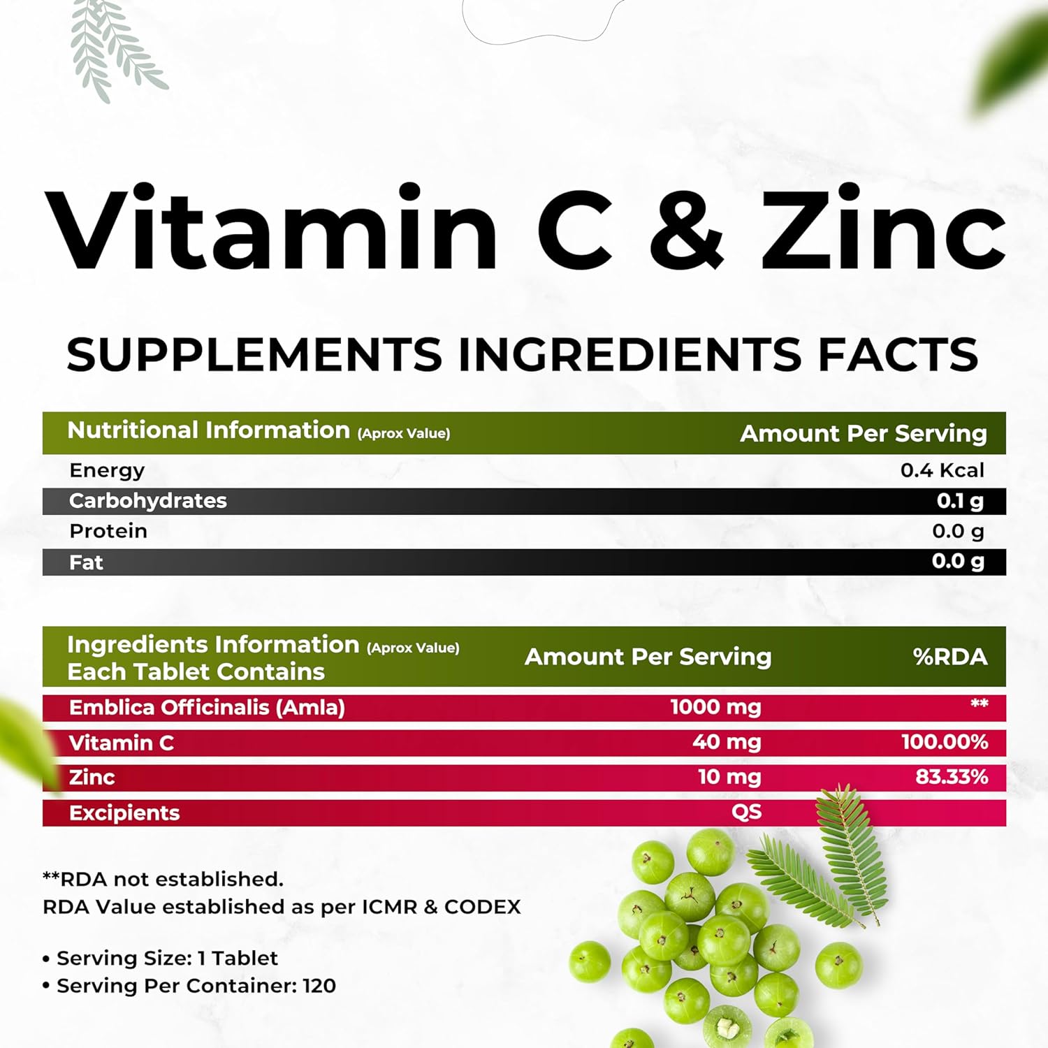 Zephivo HEALTH VEDA ORGANICS PRIVATE LIMITED Natural Vitamin C 1000 mg I 120 Veg Tablets I Boosts Immunity, Antioxidant & Skin Care | For both Men & Women