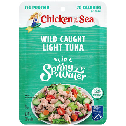 Chicken of the Sea Wild Caught Light Tuna in Spring Water, 2.5 oz. Packet