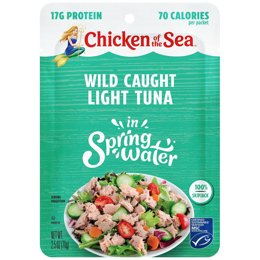 Chicken of the Sea Wild Caught Light Tuna in Spring Water, 2.5 oz. Packet