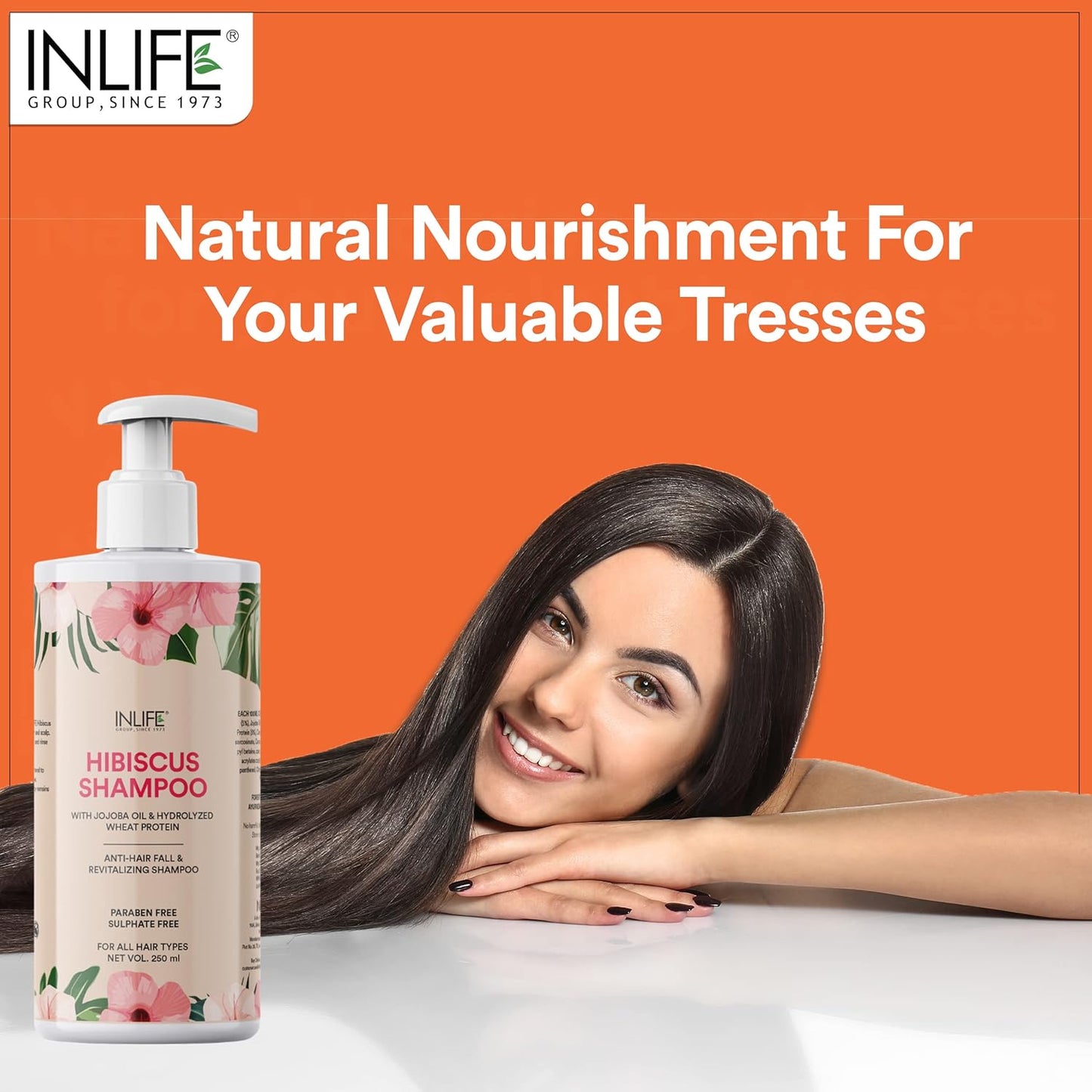 INLIFE Hibiscus Shampoo | Ayurvedic Natural | with Jojoba Oil & Hydrolyzed Wheat Protein | Dry and Frizzy Hair | Paraben & Sulphate Free | Women Men - 250ml (Pack of 1, 250)