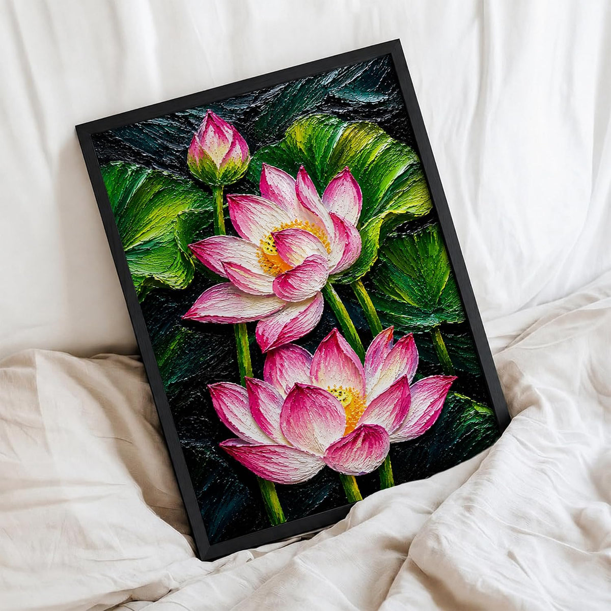 Pink Lotus Framed Wall Art, Black, 10x13 Inches