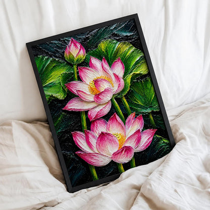 Pink Lotus Framed Wall Art, Black, 10x13 Inches