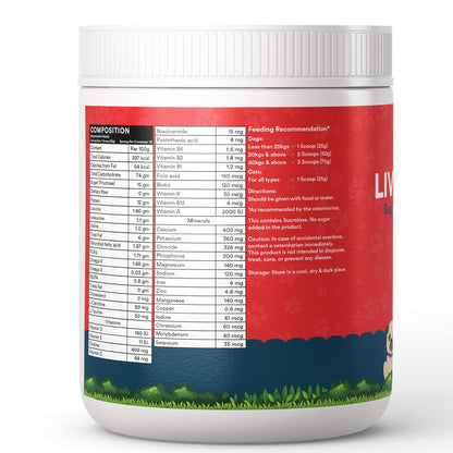 INLIFE Liver Detox Supplement for Dogs Cats and Pets | Liver Support Powder with Whey Protein, MCT, L-Carnitine, L-Taurine & BCAAs, 300g (Vanilla)
