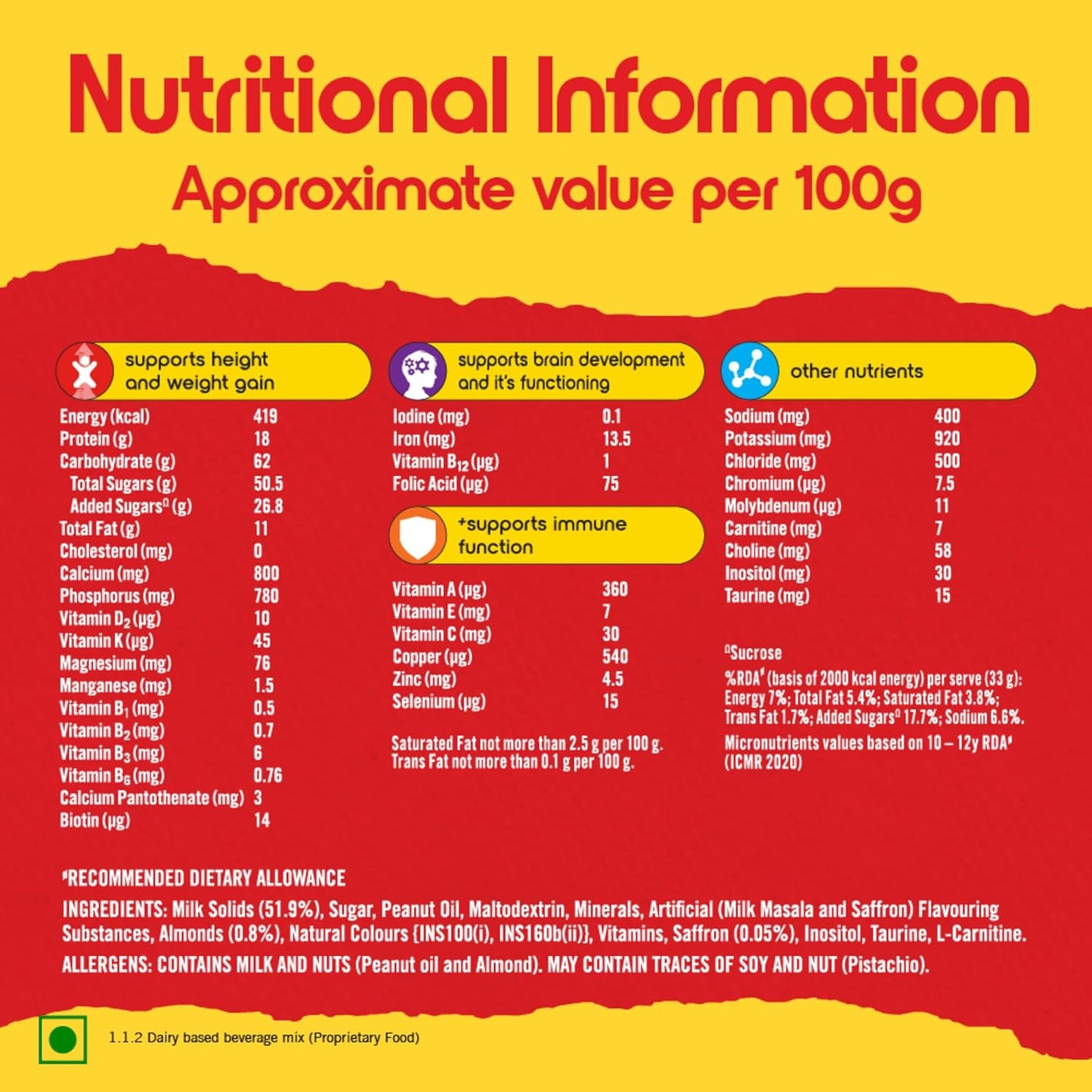 Complan Nutrition Drink Powder for Children, Kesar Badam Flavour, 500 g Carton | Nutrition drink for kids with protein & 34 vital nutrients with free Shaker