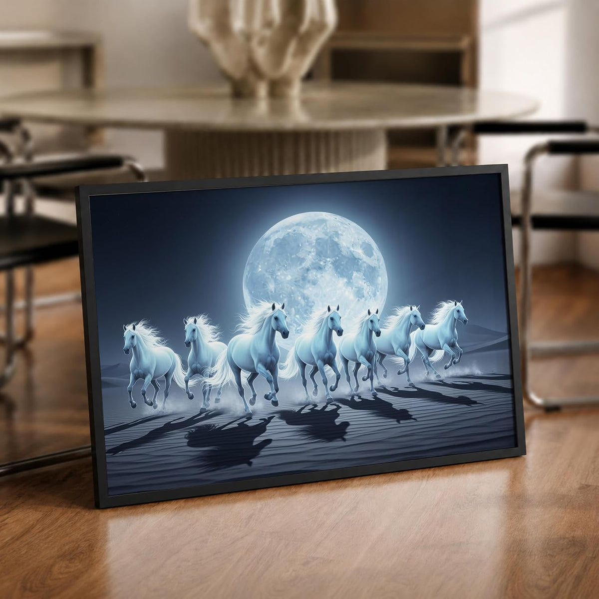 7 Horse Vastu Wall Painting (Landscape Collection) (Natural, Design 18, 48L x 33W cm)