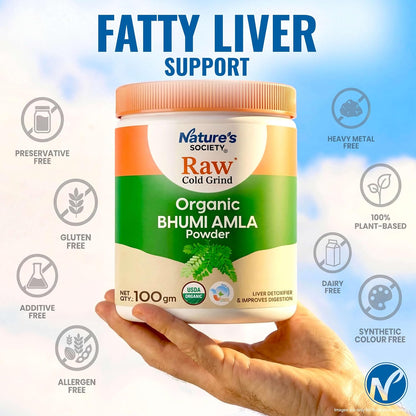 The Nature's Society ® Bhumi Amla Powder Organic 100gm | Raw Cold Grind | USA Organic Certified | Pure Bhoomi Amla Powder for Liver Health, Digestion & Detox | Rich in Nutrients and Antioxidants |