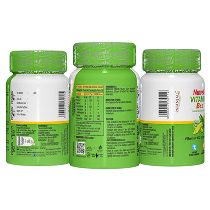 Nutrela Vitamin B12 Biofermented Plant Based Supplement for Men & Women with Moringa and Aloevera Extract - 30 Veg Capsules