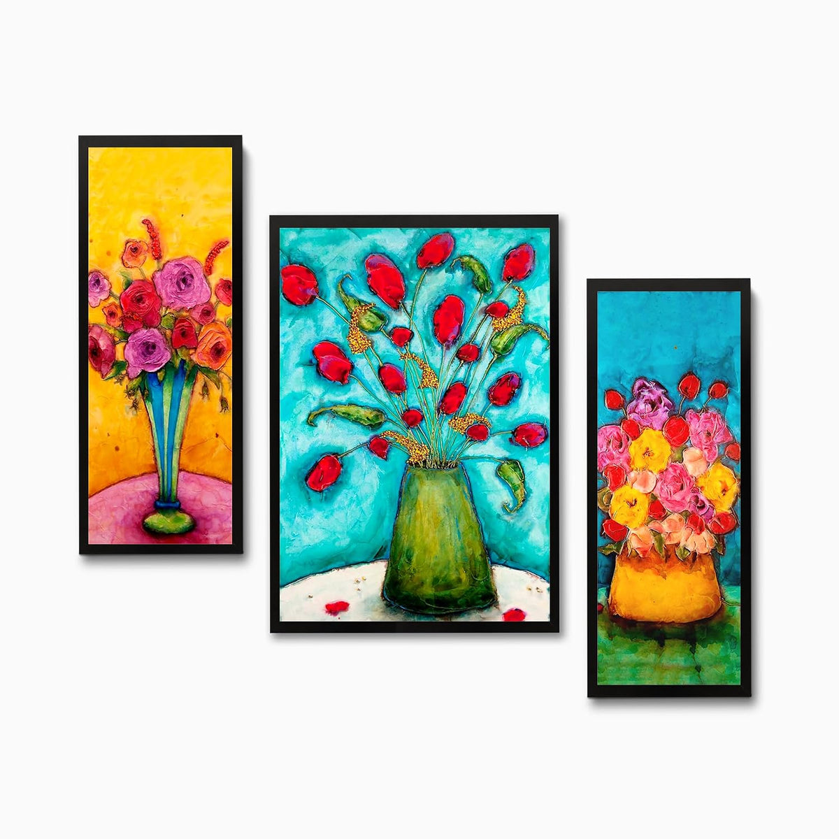 Wall Painting Frames For decor, Pictures Frame For Living Room, Home Decoration, Bedroom, Set of 3, 1pc- 23 x 30 cm, 2pc- 12.5 x 30 cm (Design 16)