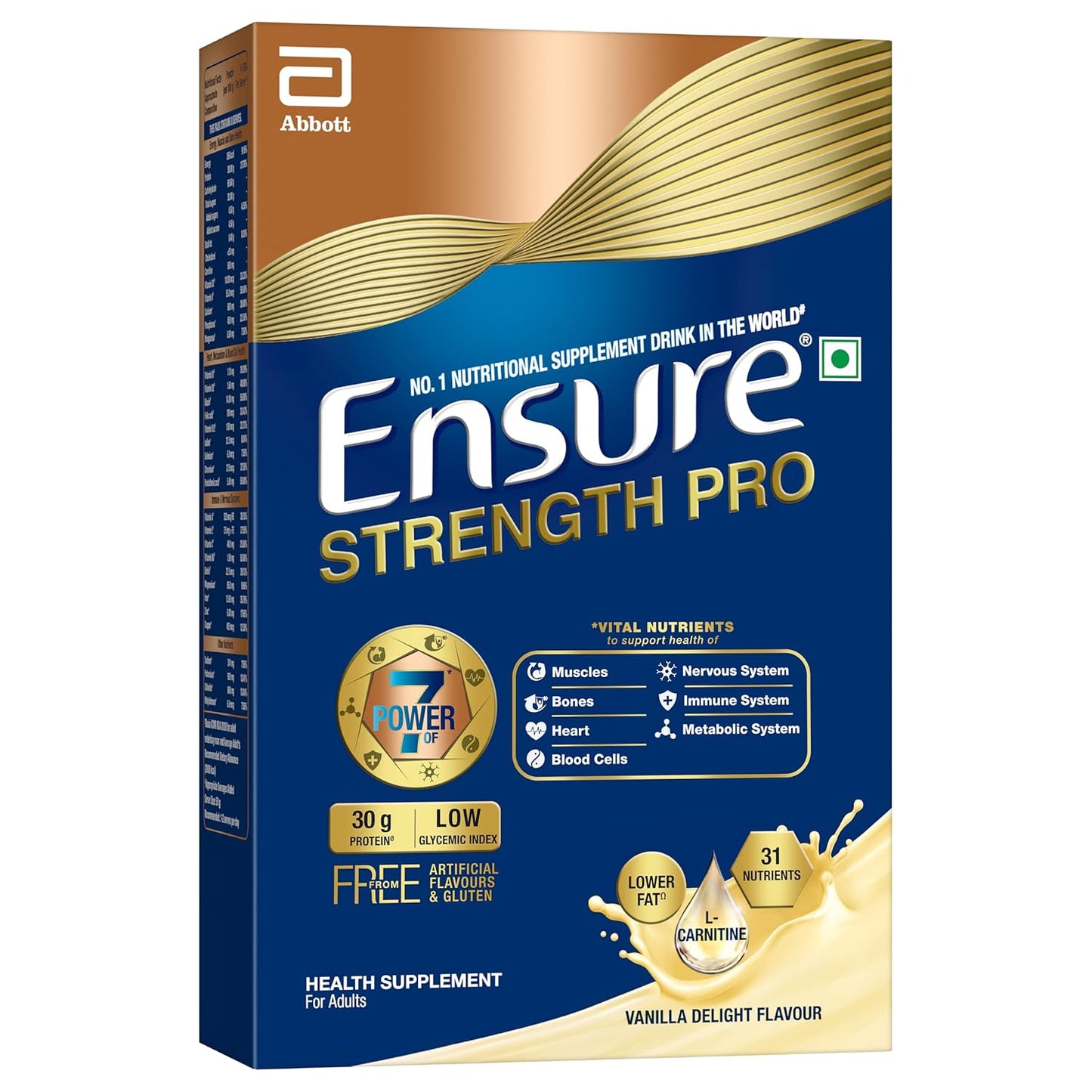 Ensure Strength Pro High Protein Nutritional Drink for Adults | Vanilla Delight 400g | 30g Protein | Low GI | Gluten Free | L-Carnitine | No Artificial Flavors | Supports Muscles, Bones, Heart, Immunity & Metabolic Health