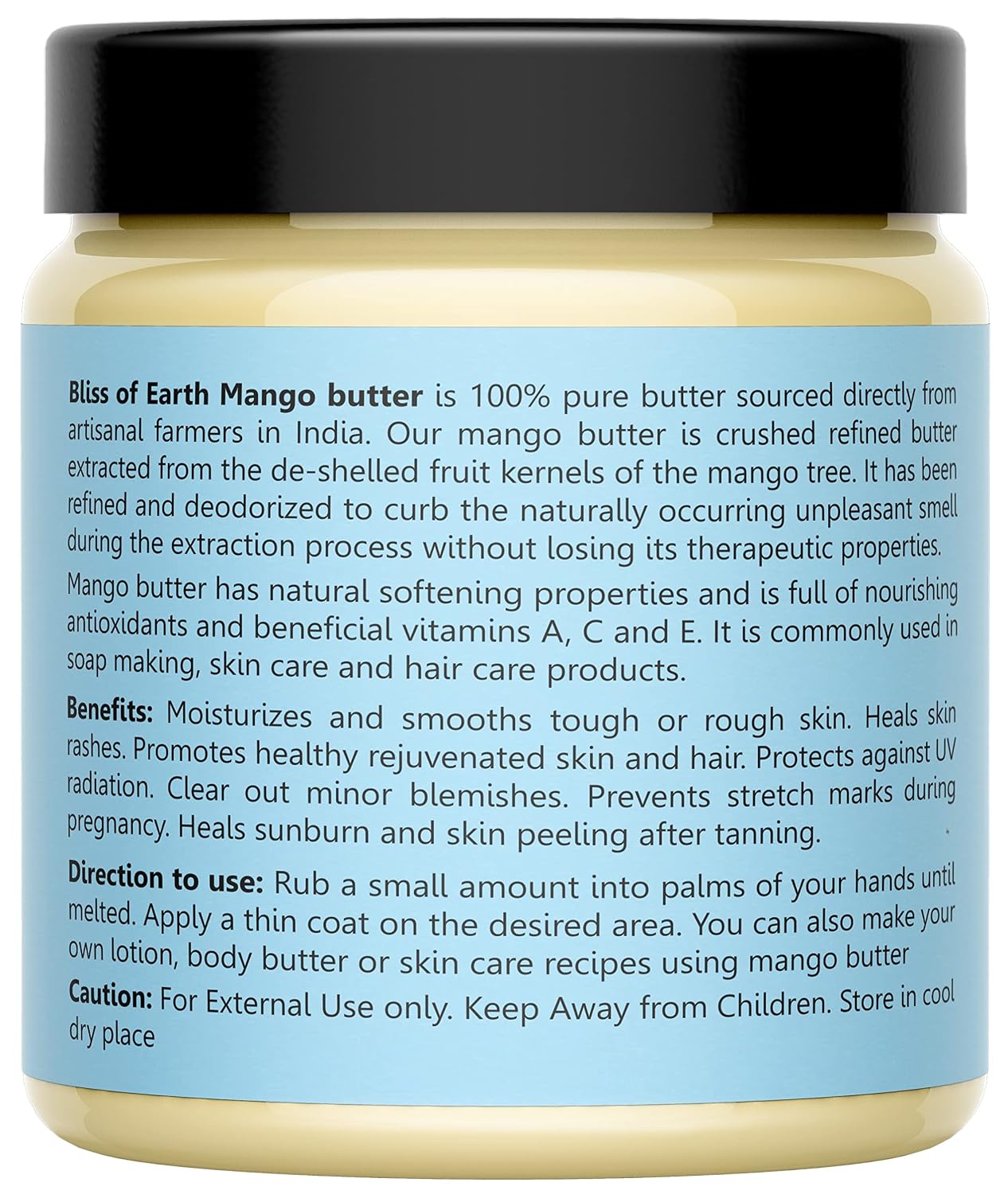 Bliss of Earth Deodorised Indian Mango Butter For Face Skin Hair & DIY 100GM Pack of 1