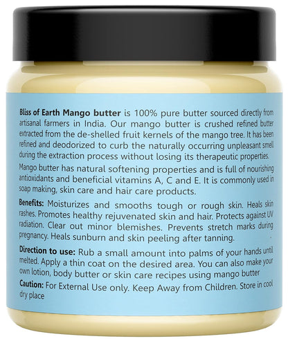 Bliss of Earth Deodorised Indian Mango Butter For Face Skin Hair & DIY 100GM Pack of 1