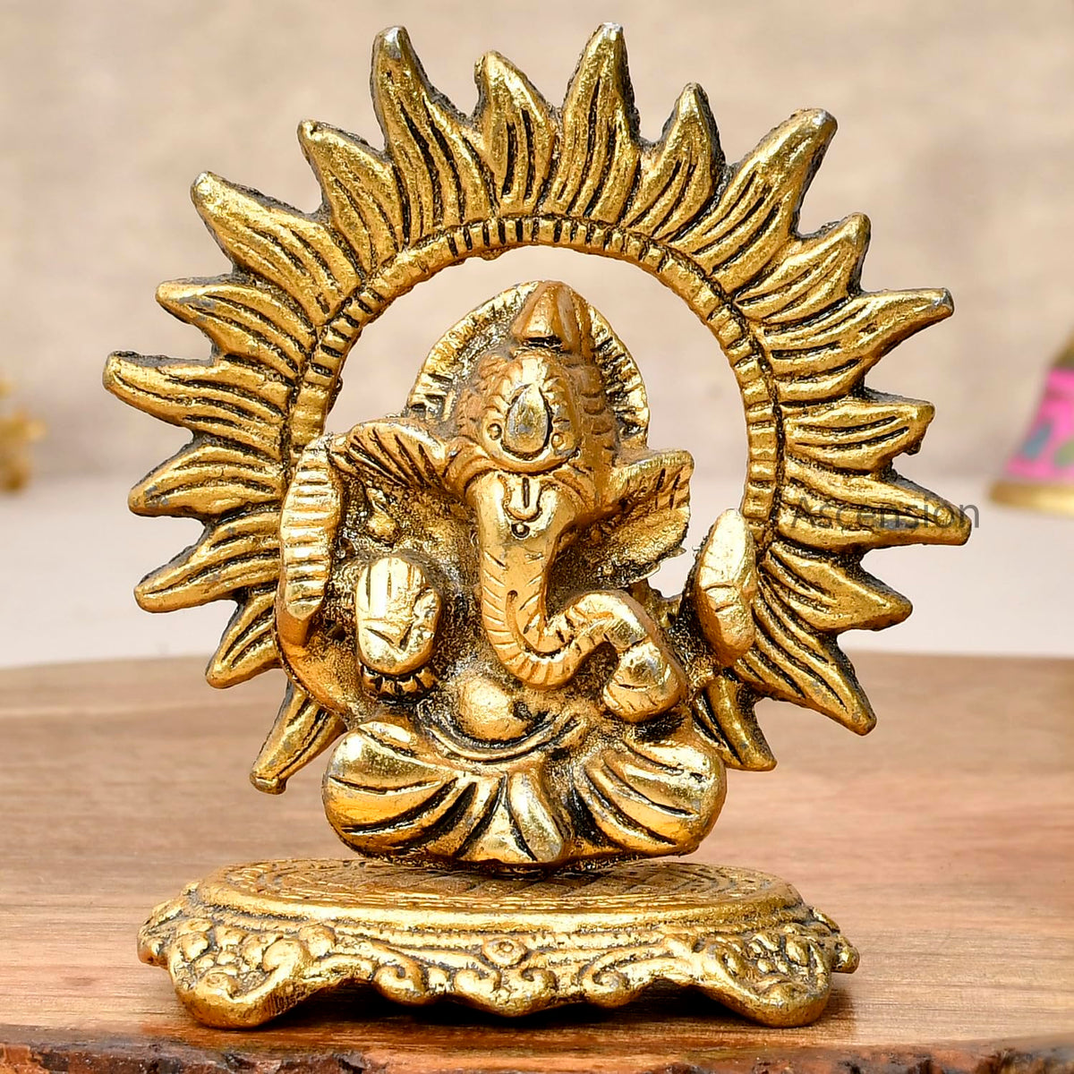 Metal Small Ganesha Statue Hindu God Ganesh Ganpati Lord Sitting Ganesh Ji for Home Decor Office Pooja Room Car Dashboard Small Ganesh Murti Decorative Showpiece & Gifts