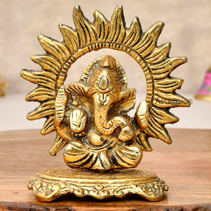 Metal Small Ganesha Statue Hindu God Ganesh Ganpati Lord Sitting Ganesh Ji for Home Decor Office Pooja Room Car Dashboard Small Ganesh Murti Decorative Showpiece & Gifts
