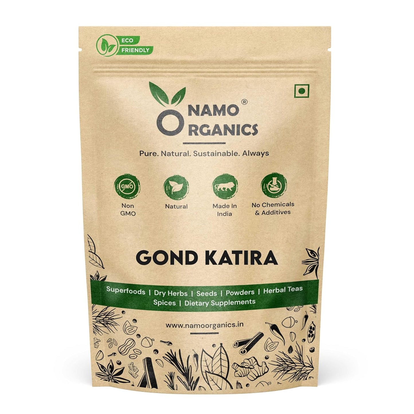 Namo Organics - Gond Katira Pure - 400 Gm (Edible Gum) - Almond Gum Badam Pisin