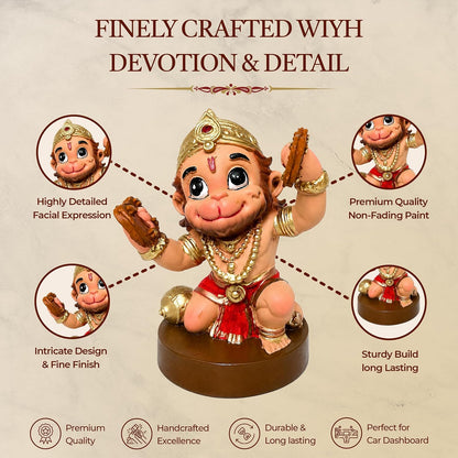 UNOVATE Hanuman Idol for Car Dashboard, Premium Idol for Home, Office Desk