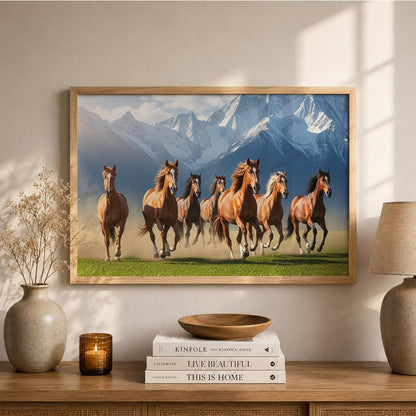 7 Horse Vastu Wall Painting (Landscape Collection) (Natural, Design 08, 13x19 Inch)