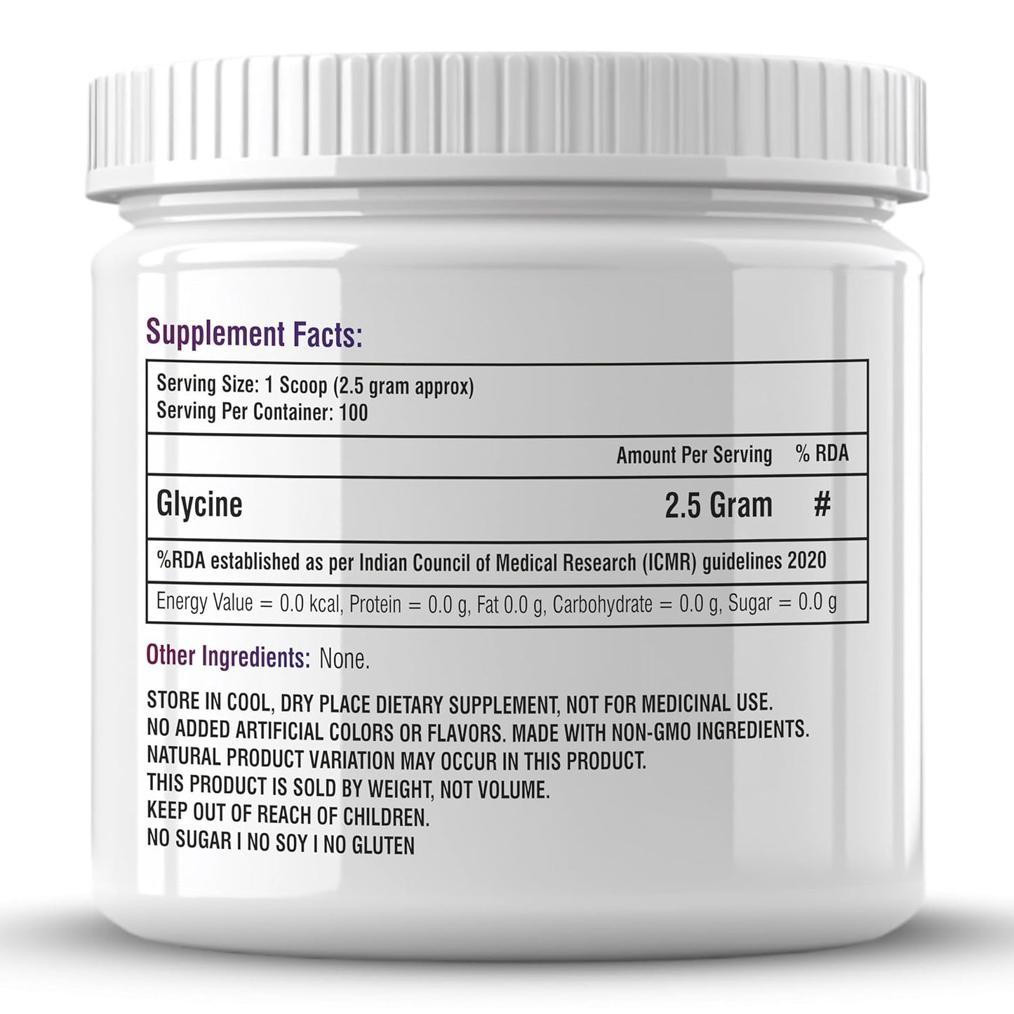 Biotrex Nutraceuticals Glycine Pure Amino Acid Powder | Muscle Recovery & Relaxation | Neurotransmitter Support & Restful Sleep | Enhances Energy & Strength | Unflavoured, Gluten Free - 250 gram (100 Servings)
