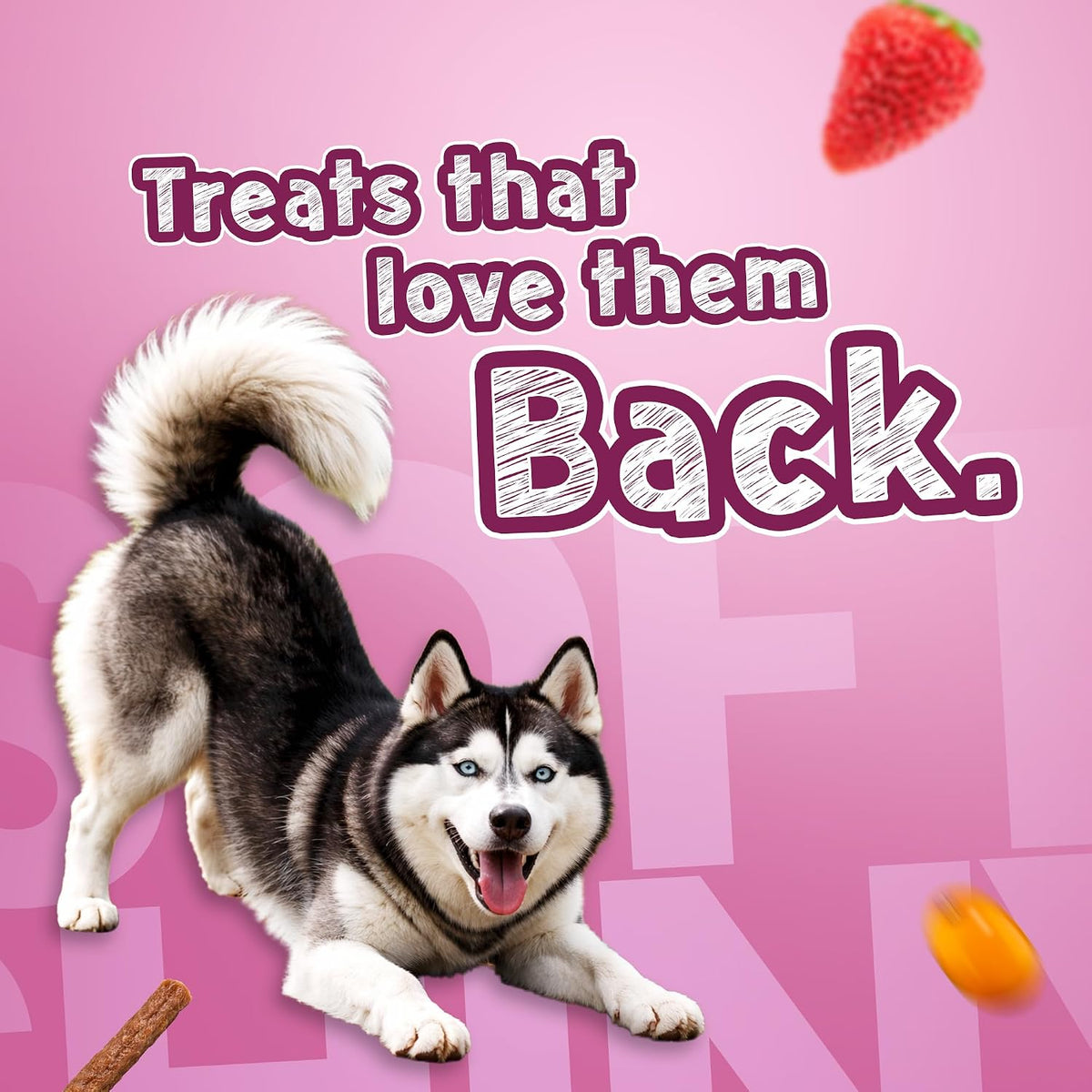 TailsAlive Shinyy+ Treats for Dogs | Skin & Coat Support | No Added Sugar | Fish Oil, Sea Buckthorn & Collagen | Strawberry Crush | 100g