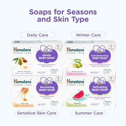 Himalaya Gentle Baby Soap for Newborns | No Post Bath Dryness - 125g | Gentle Cleansing With Phyto-Oil Complex of 100% Natural Oils of Almond & Olive| #1 Doctor Recommended Brand