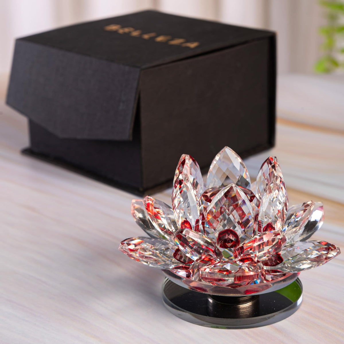 Crystal Lotus Flower Glass Showpiece, Decor -8.5 x 5.5 CM