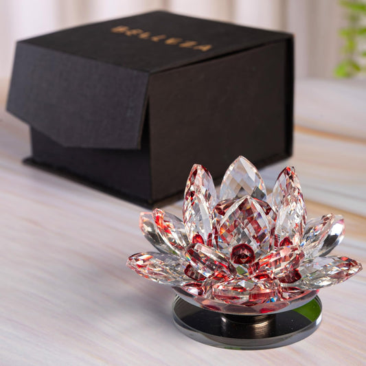 Crystal Lotus Flower Glass Showpiece, Decor -8.5 x 5.5 CM
