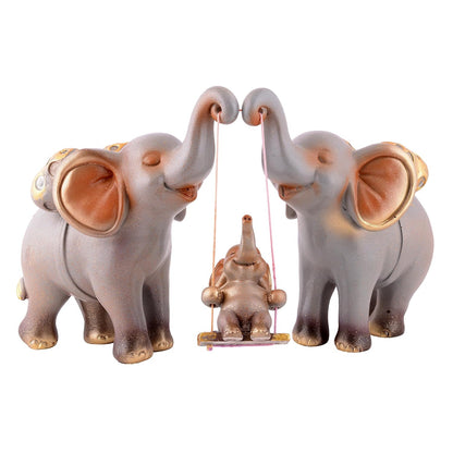 Decorative Elephant Family Showpiece Home & Office Decor(Grey)