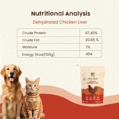 Brunos Dehydrated Chicken Liver - 60g|Treat for Dogs & Cats|Grain Free Natural Treats | Single Ingredient | Preservative Free|Immunity Boost Formula | Healthy Snack for Pets