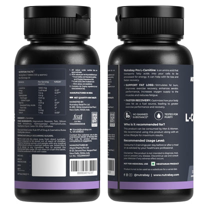 Two black supplement bottles with labels on a white background