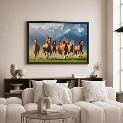 7 Horse Vastu Wall Painting (Landscape Collection) (Natural, Design 21, 48L x 33W cm)