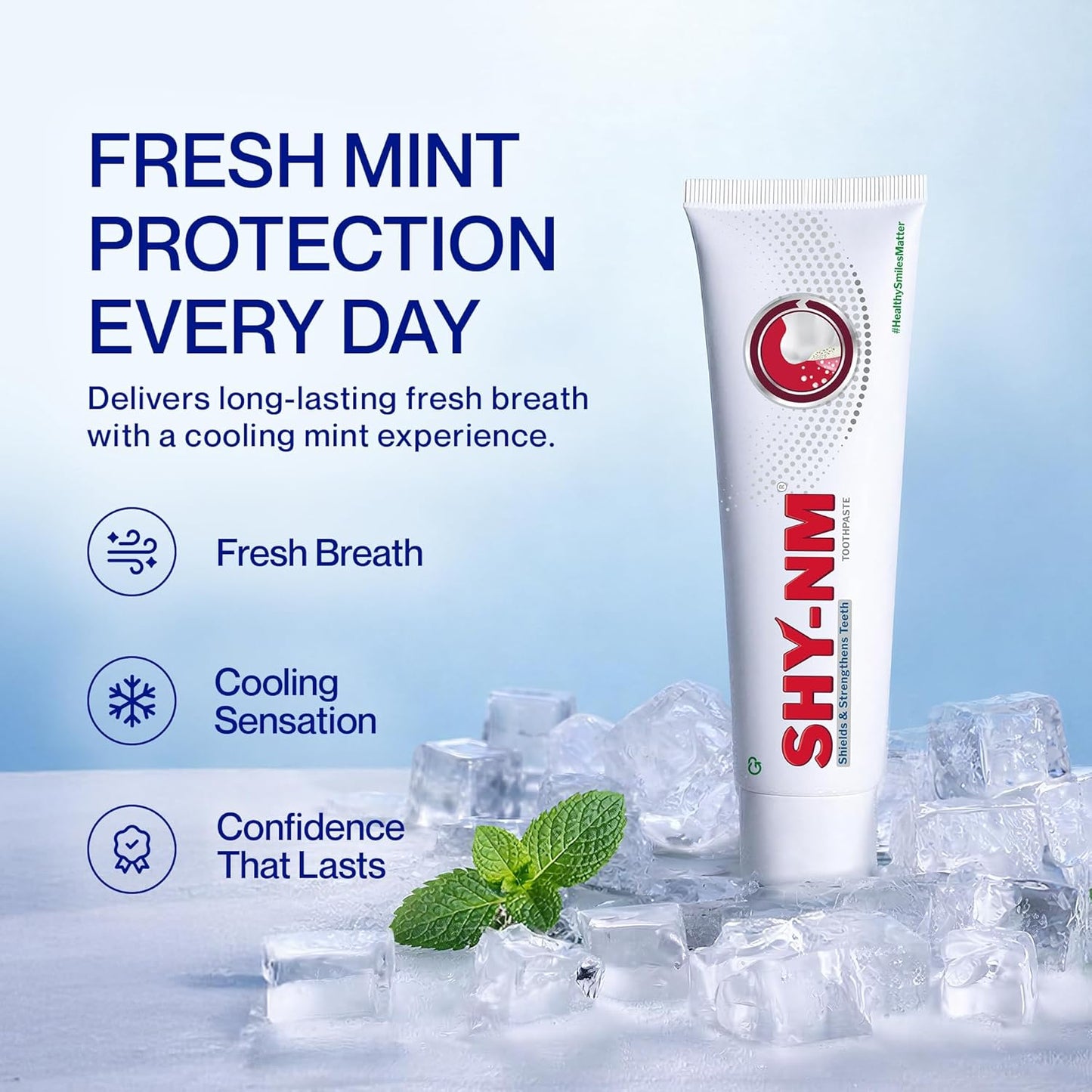 SHY-NM Sensitivity Toothpaste (Pack of 1) 100g | Instant and long-lasting relief from Dental Sensitivity | Remineralises Teeth | SLS free, Parabens free and Vegan friendly | Fresh Mint Flavour