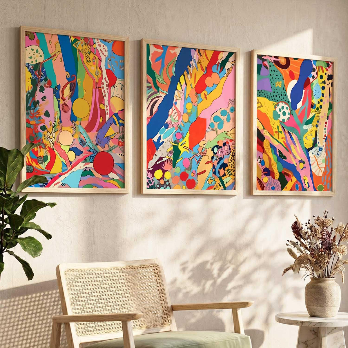 Premium Digital Painting with Frame for Home Decor - Painting for Living Room Bedroom Office Room Decor - Painting for Wall Decoration - Pack of 3 (Modern Art Painting, Design02, 10X13 inch)