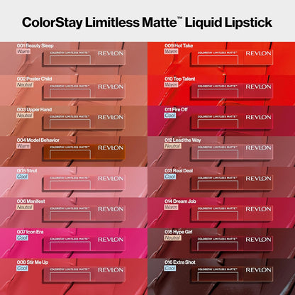 Revlon ColorStay Limitless Matte Liquid Lipstick, Vegan Formula, No-Budge, Longwear Lip Color, Long Lasting, Lightweight/Comfortable, Waterproof, 007 Icon Era, 5 ml