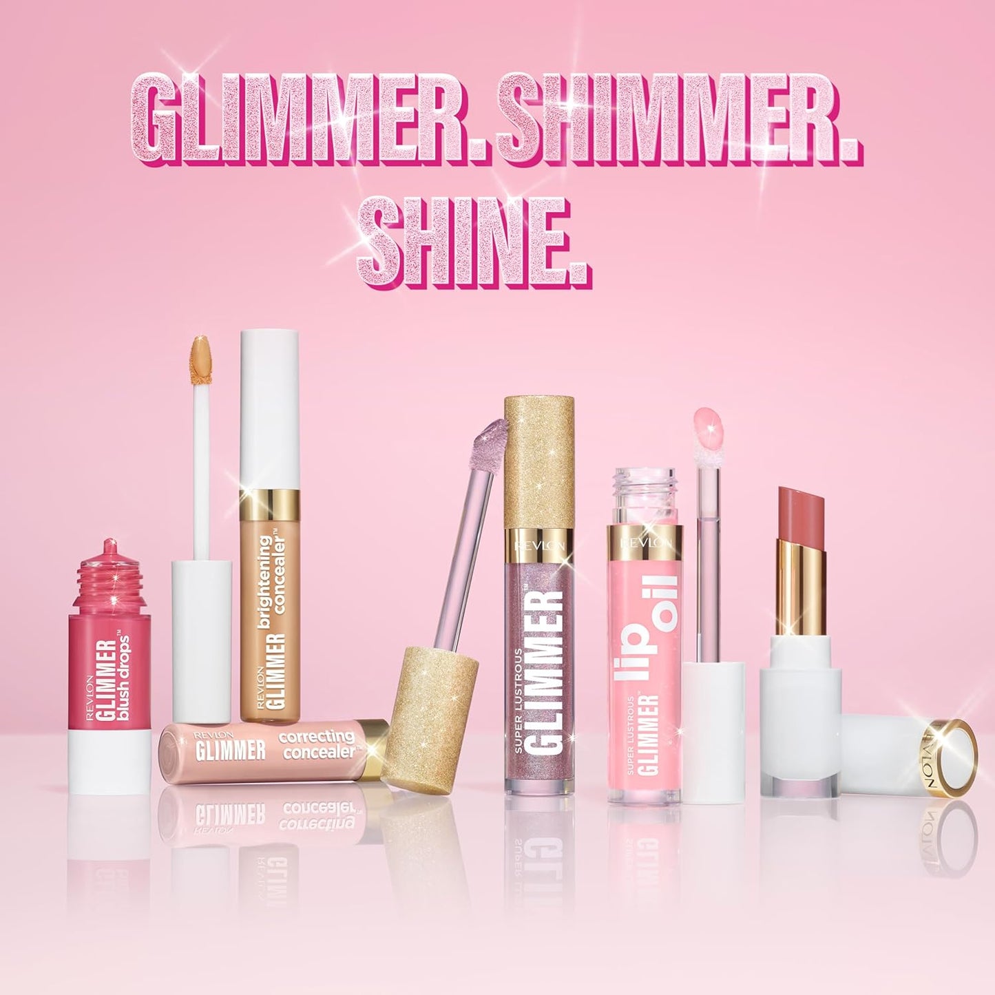 REVLON Super Lustrous Glimmer Lip Oil, Moisturizing & Tinted, Shiny Finish, Made with Plant-Based Squalane, 004 Gone Rose, 0.13 fl oz