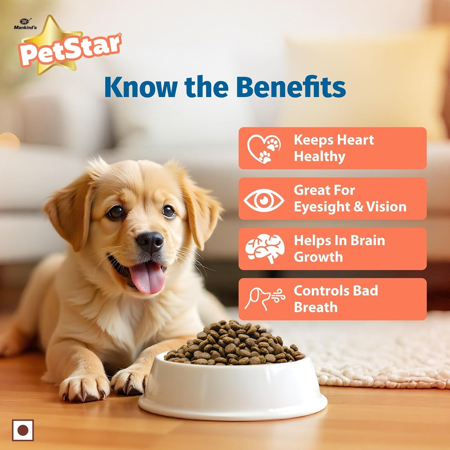 Mankind Petstar Puppy Dry Dog Food (High Protein) Salmon & Rice Flavor, 1kg Pack | Improves Muscle & Strength, Supports Immunity, Protects Liver & Kidney